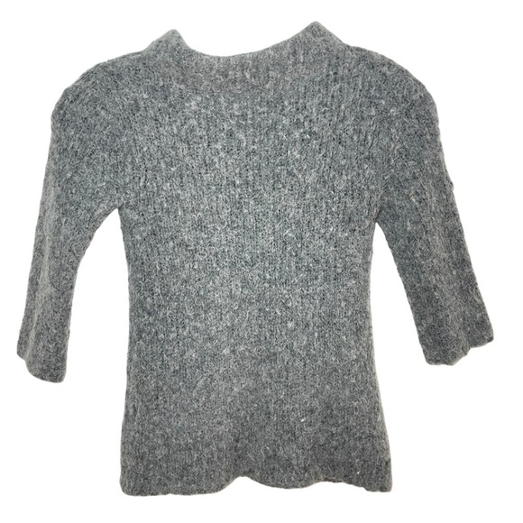 Crewcuts Gray knit sweater with a high collar and two front pockets 3/4 Sleeves - Picture 2 of 7